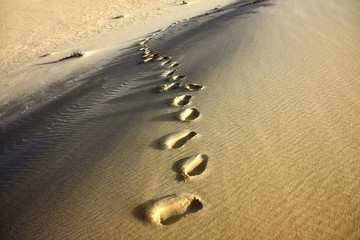 Fototapeta na wymiar footprints in the sand desert