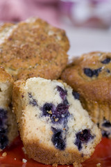 Closeup of a variety plate of muffins