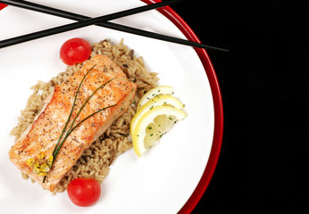 Salmon with wild rice