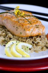 Salmon with wild rice