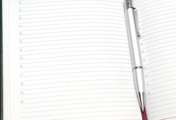 striped paper(diary) with pen and bookmark