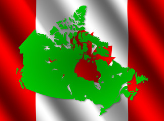 Canada map on rippled flag illustration