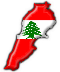 Naklejka premium Lebanon button flag map shape