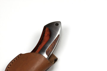 macro shot of a haft of hunting knife