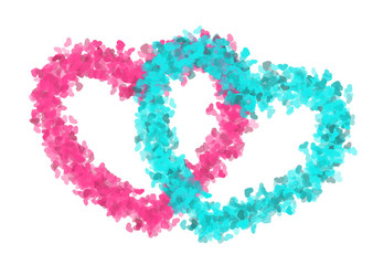 Two hearts isolated on white