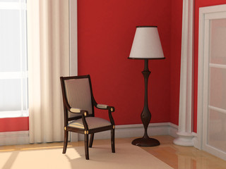 chair and lamp