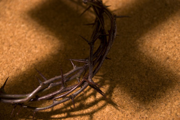 crown of thorns with shadow of cross