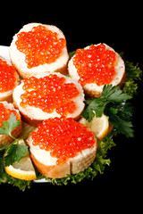 Sandwiches with caviar