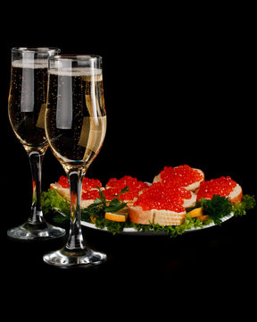 Red Caviar And Champagne