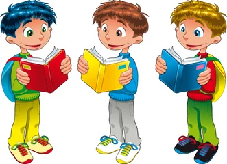  Three boys are reading © ddraw