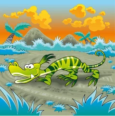Wall murals Dinosaurs Funny lizard