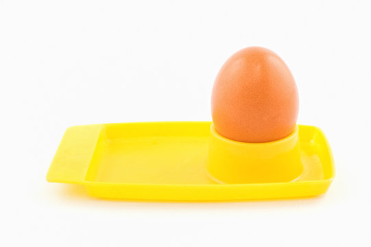 Egg and egg holder isolated on white