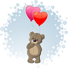 Fototapeta premium Teddy bear on a flower background