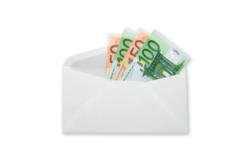 Euro banknotes money  in envelope