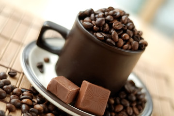 Cup of coffee beans