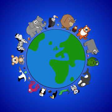 Animals Of The Earth Cartoon Poster