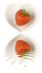 Strawberry on heart-shaped plate
