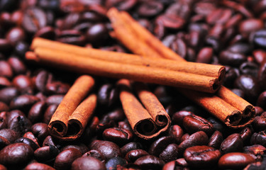 Coffee beans and cinnamon