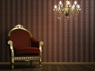 classic armchair with lamp and golden details - 11564548