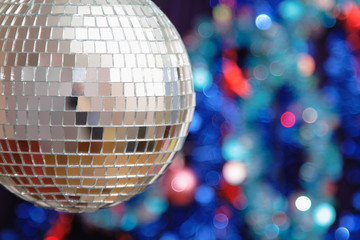 disco ball against blurred background