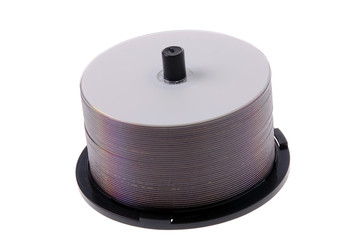 Heap of plates DVD or CD on white background