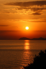 Bright sunset over Adriatic sea