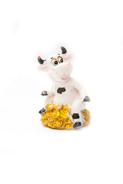 cow statuette isolated on white