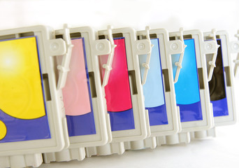 a set of six color inkjet printer cartridge