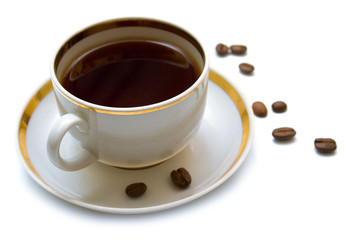 Cup with hot coffee
