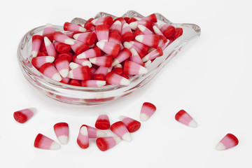 Red and Pink Candy in Crystal Dish