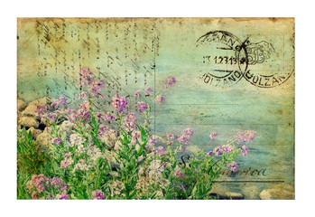 Vintage Postcard with Flowers