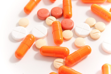 pills on white background