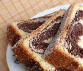 Pieces of chocolate cake