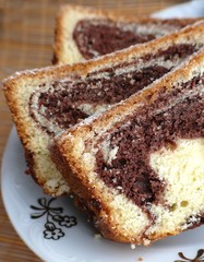 Pieces of chocolate cake