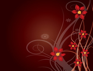 Obraz premium arabesque floral rouge et jaune