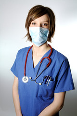 nurse with mask on a white blackground