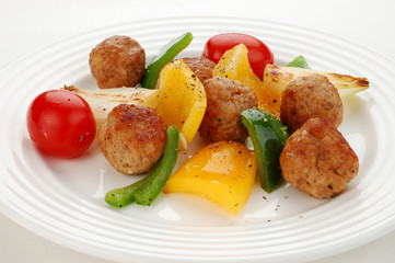 Dinner kebab - grilled meat with vegetables