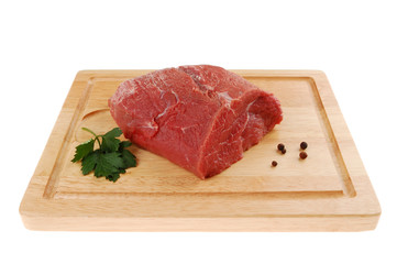 Fresh raw beef isolated on white background