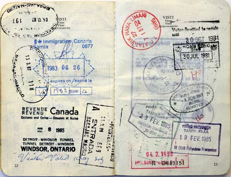 Italian passport. Canada visa, Hong Kong, Tahiti stamps Stock Photo | Adobe  Stock