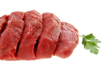Fresh raw beef isolated on white background