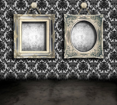 Grungy room with frames