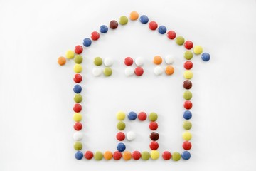 chocolate little candy sweets, house shape
