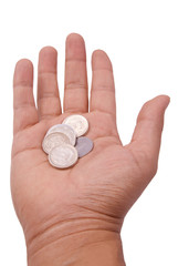 Hand with Indian coins