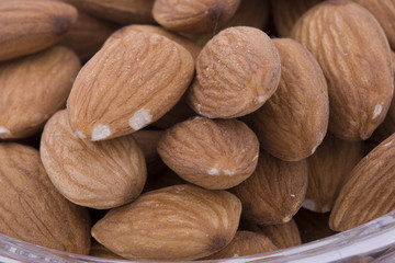 A macro image of almonds.