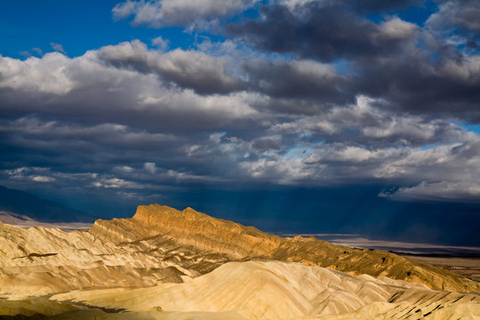 Sun Rays and a Stormy Sky over Death Valley