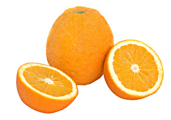 Orange and its sections isolated on white background