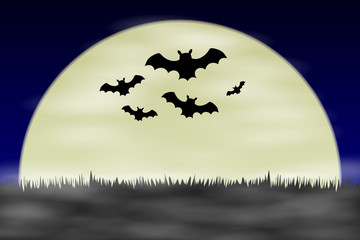 fledermäus bei vollmond