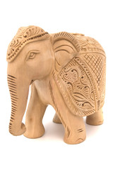 Wooden elephant sculpture isolated on white © Alexandr Makarov