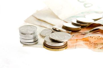 Czech bank notes and coins