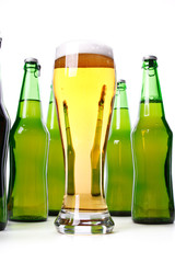 Glass and bottle of beer